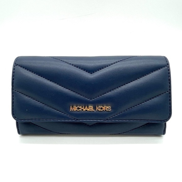 Michael Kors Large Trifold Wallet Navy Blue (NWT) - Picture 2 of 9